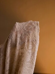 MOTF PREMIUM Áo lót cổ lọ tay dài họa tiết hoa ren thanh lịch, chất liệu voan co giãn, thoáng khí, mặc thường ngày/đi làm cho nữ, mùa thu/đông - Màu be - Xem 7