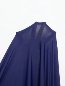 Dewbera Vestido Esportivo Branco de Manga Curta com Shorts e Bolso para Celular, Ajuste Slim, para Treino de Tênis Feminino - Azul Marinho - Visão 7