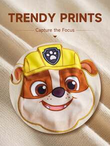 SHEIN | PAW Patrol Young Boy Cartoon Dog Embroidery Pattern Colorblock Round Neck Loose Fit Long Sleeve Sweater Fall Winter - Multicolor - View 3