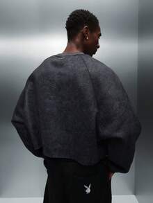 PLAYBOY X SUMWON 休闲日常时尚水洗效果落肩短款长袖运动衫休闲分层必备冬秋季套头衫