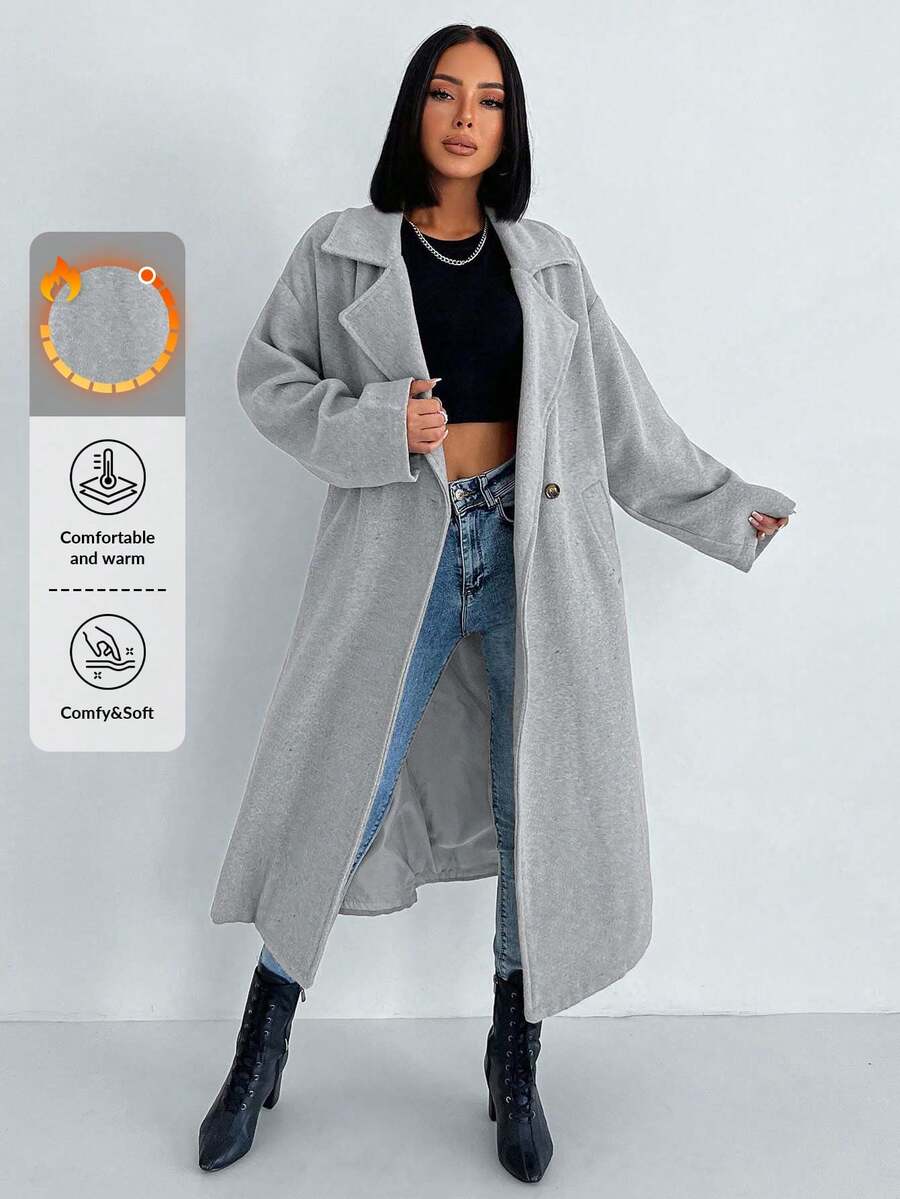 EURMUSE Women's Casual Versatile Wool Blend Jacket, Autumn/Winter - Light Grey - View 1