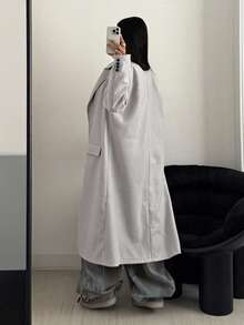 StreetHx Women's Long Overcoat Jacket, Autumn - Grey - View 2