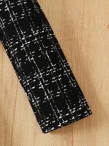 SHEIN 3 件套青少年女孩都市时尚外套套装，包括长袖夹克、高领上衣和黑白迷你裙，适合派对、郊游、春节 - 黑與白 - 查看 3