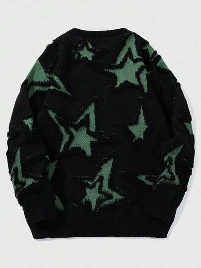 Street Life Men's Casual Star Pattern Sweater, Autumn/Winter