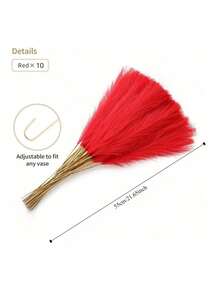 10/20/30/40pcs Artificial Grass,High. Fluffy Silk Artificial Pampas Grass Flowers. They Are Bohemian Style Decorations. They Are Suitable For Decorating Home, Living Room, Kitchen, Wedding, Vase, Bedroom, Room, Garden Home Decor Back To School Room Decor School Supplies,Fake Plants - Red - View 5