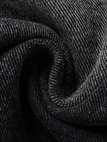 Manfinity Denimwave 复古美式个性化毛边高街刺绣水洗宽松筒状牛仔裤，百搭日常穿着设计男士宽松牛仔裤 - 黑色 - 查看 12