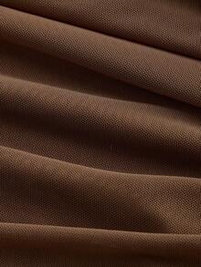 SHEIN MOD Áo thun tay dài dệt kim màu trơn cổ bất đối xứng cỡ lớn bằng lưới xếp nếp - màu nâu - Xem 3