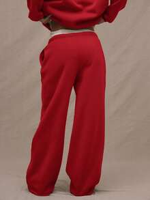 MUSERA Weite Jogginghose mit Kordelzug, Urlaubs-Airport-Lässig 90er Jahre, süß Y2K, Airport, Abschluss, Lehrer, Herbst - Rot - Übersicht 4