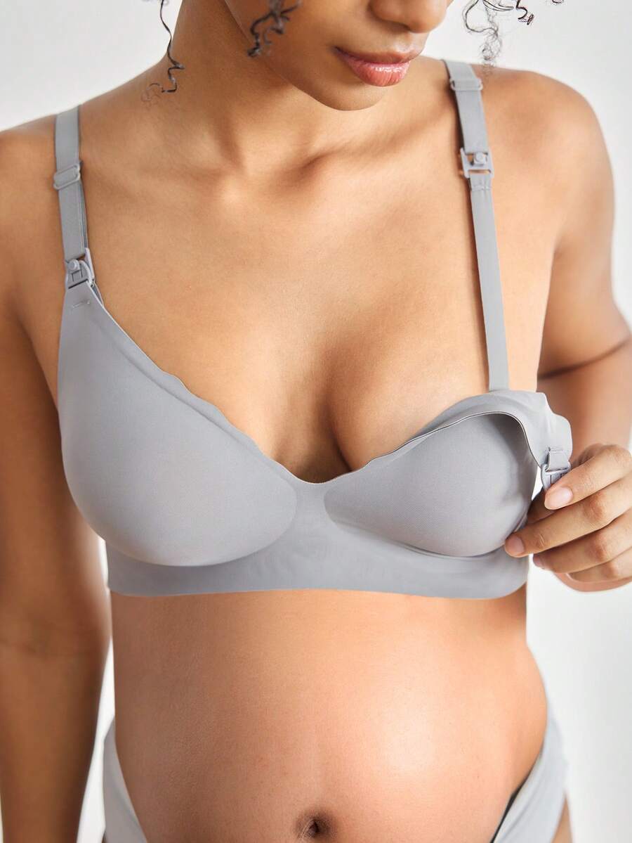 BloomMama Maternity Seamless Nursing Bra (Jelly Style) - Dark Grey - View 1