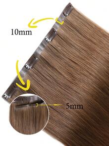 Seamless Clip Ins Volumizer 55g 1pc 6# Medium Brown 100% HQ Cuticle Aligne Remy Human Hair Seamless PU Clip Ins Extensions Hair Extensions - S6 - View 4