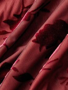 SHEIN MOD 女士花卉印花褶饰吊带背心和鱼尾裙两件套修身套装 - 紅色 - 查看 9