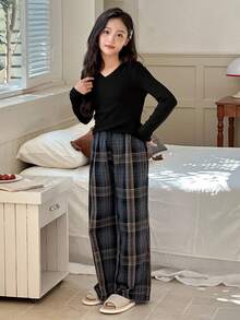 DAZY 秋季青少年女孩休闲家居服睡衣 - 黑色 - 查看 5