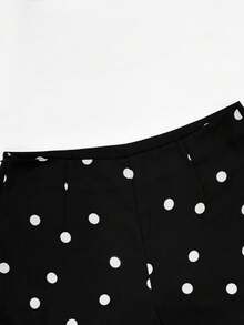 INAWLY Quần ống loe in chấm bi thời trang thanh lịch cỡ lớn - Đen và trắng - Xem 6