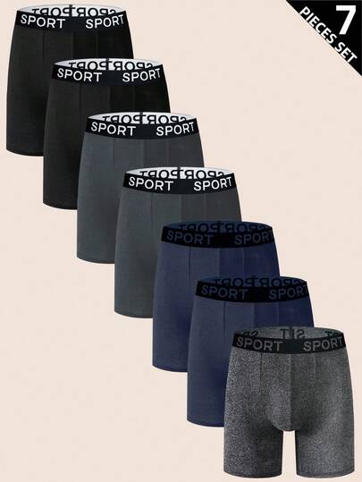 Manfinity Underwear&Sleepwear Basics 7 szt./opakowanie męskich bokserek z paskiem w pasie, wygodnych i swobodnych