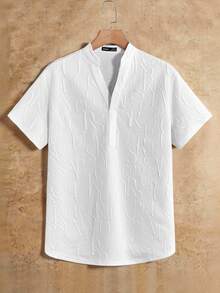 Manfinity NXTstreet 2 件套男士宽松字母压纹缺口领短袖上衣和裤子休闲装 - 彩色 - 查看 5