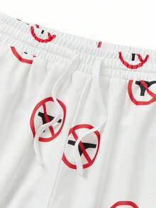 Shutterstock Y2Kool 女士趣味“不穿内裤”印花宽松阔腿运动裤，Y2K街头风，秋冬Y2K下装睡裤，Y2K阔腿裤，休闲裤，时尚服饰系列，新年穿搭，辣妹风白色 - 白色 - 查看 4