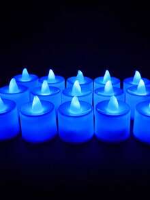 1 Set - 24 PCS Blue Light Atmosphere Layout Electronic LED Small Candles Simulation Round Small Tealights Including Button Batteries Multi-Color Optional Halloween,Spooky,Autumn,Festival,Holiday ,Winter,Holiday,Festival,Room Decor,Gifts,Home Decor,Candle Warmer,Led Candles,Fake CandlesCandle Lights Birthday Graduation - 藍光 - 查看 8