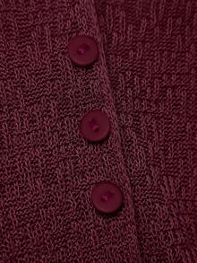 Franclia 女士休闲半透明 V 领开衫、混合纱线针织毛衣、春夏 - 酒紅色 - 查看 6