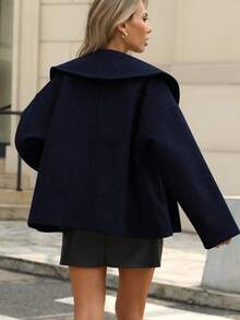 SHEIN LUNE Women's Solid Color Long Sleeve Loose Casual Jacket, Autumn/Winter - Royal Blue - View 2