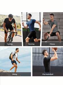 Coreblaze Men's Geometric Print Raglan Short Sleeve Casual Fitness Workout T-Shirt Compression Shirt Men - Black - View 8