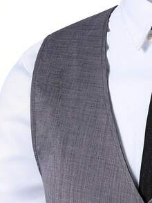 SHEIN 2pcs Teen Boy Gentleman Outfit, Grey Slim Fit Vest + Textured Long Pants, Elegant Formal Suit For Birthday, Wedding, Graduation, Party, Performance - Grey - View 7