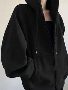 INAWLY 大码女式宽松休闲连帽拉链开衫