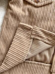 SHEIN Vintaside Kids 2 件套幼儿男童卡其色灯芯绒拼布毛绒休闲街头服饰，秋冬 - 彩色 - 查看 5