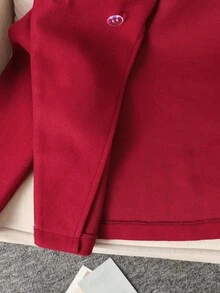 Emery Rose Kids Emery Rose Kids 少女优雅休闲通勤上学翻领纽扣短款外套及配套A字迷你裙套装，酒红色，适合圣诞节、新年及日常穿着 - 酒紅色 - 查看 9