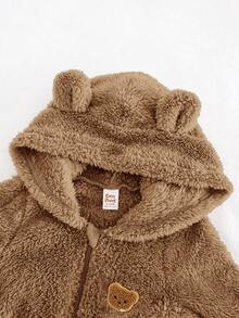 Cozy Pixies Baby Boy Cartoon Rabbit Ear Hooded Thick Jumpsuit Baby Teddy Bear Outfit Warm Jumpsuit For Baby Boy Toddler Winter Fur Clothing Warm Baby Clothes Baby Coat Jumpsuit