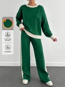 EURMUSE Thick Pullover Sweater And Trouser Casual Elegant,Petite Co Ord Set,Co Ords Sets Women,Petite Co Ord,Winter Co Ord Set,Co Ord,Loungewear Set,Knitted Co Ord Set,Petite,Winter Clothes,Two Piece Set Women - Olive Green - View 1