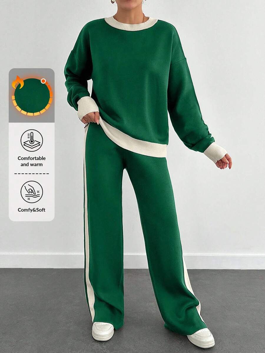 EURMUSE Thick Pullover Sweater And Trouser Casual Elegant,Petite Co Ord Set,Co Ords Sets Women,Petite Co Ord,Winter Co Ord Set,Co Ord,Loungewear Set,Knitted Co Ord Set,Petite,Winter Clothes,Two Piece Set Women - Olive Green - View 1