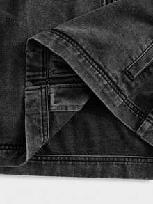 EASEVO Áo khoác denim tay dài có khóa kéo thường ngày ngoài trời cỡ lớn cho nam, mùa thu - Xám - Xem 8