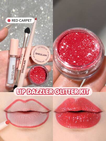 SHEGLAM Kit De Brillo Labial Lip Dazzler Glitter-Red Carpet Brillo Labial De Larga DuracióN Kit De Brillo Labial LíQuido No Pegajoso Sexy Super Stay LáPiz Labial LíQuido LáPiz Labial LíQuido Rosa Para Fiesta Marca Belleza Maquillaje CosméTico Para Mujeres NiñAs Perfecto Para OtoñO Invierno Ideal Para Y2K Elegante Moda Adecuado Para CumpleañOs Presente Fiesta Listo Mejor Color