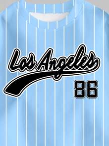 SHEIN 女孩休闲时尚创意公主风格返校数字 86 和字母图形印花运动衫和紧身裤套装，适合秋冬季 - 彩色 - 查看 6