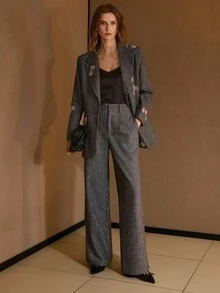 MOTF PREMIUM 褶皱直筒裤 - 淺灰色 - 查看 6