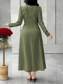 Feyla Váy ôm eo kiểu Pháp thanh lịch, túi nhỏ, tối giản, sang trọng - xanh quân đội - Xem 8