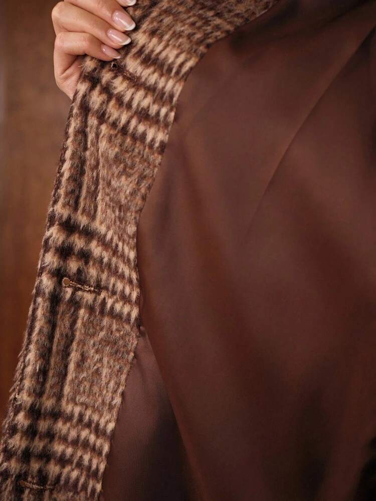 FALL WINTER WOOL PLAID OVERCOAT