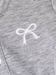 Young Girl Casual Everyday Butterfly Embroidery Dress, Autumn - Light Grey - View 4