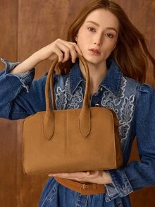 MOTF PREMIUM BOLSO TOTE CUADRADO DE PIEL DE PU - Marrón - Ver 5
