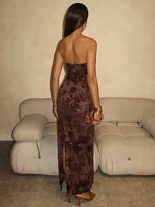 Glamine Váy quây in hoa mùa thu dành cho nữ - màu nâu - Xem 6