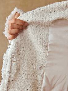 MOTF PREMIUM TWEED DOUBLE BREASTED BLAZER DRESS, FALL WINTER - White - View 8