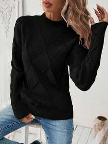 EMERY ROSE Áo len chui đầu dáng ôm màu trơn, thường ngày cho mùa thu/đông - màu đen - Xem 5