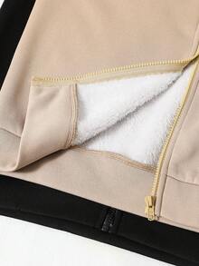 2件套男童保暖内衬拉链卫衣套装，秋冬季女童服装