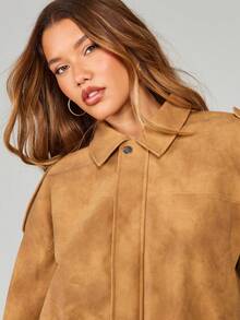 MISSGUIDED Luxury Western Fall Winter Festival Boho Desert Casual Statement Fashion Jacket - Camel - View 5