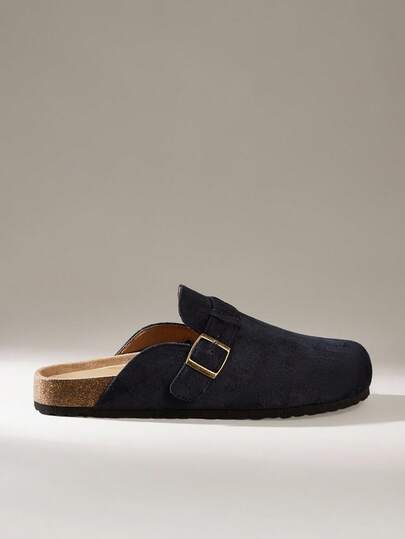 Solecia Women's Fashionable Retro Casual Solid Color Button Detail Round Toe Flat Shoes For Christmas