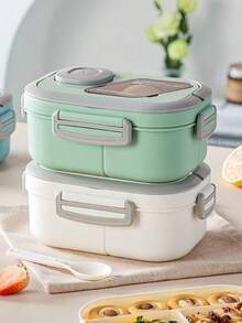 3pcs Lunch Box Set, Including Lunch Box, Insulated Bag, Breakfast Cup, Suitable For Work, School, And Outdoor Transportation, Lunch Box, Salad Cup, Insulated Suit. Partitioned Lunch Box, Back-To-School Season Student Supplies, Lunch Box, Lunch Bag. - Multicolor - View 6