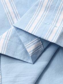 DAZY 女童条纹长袖上衣和裤子睡衣套装，秋季 - 藍色 - 查看 7