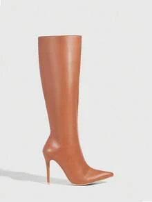 CUCCOO SZL Women's Fashion Pointed Toe Knee-High Boots, Minimalist & Versatile For Commuting - Camel - View 7