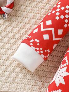 Ensemble pyjama à col ras du cou tricoté avec motifs blocs de couleurss de flocons de neige, rennes, sapins de Noël et motifs géométriques, manches longues et leggings pour jeune garçon. Tenues assorties pour frères et sœurs, automne/hiver - Multicolore - Voir 3