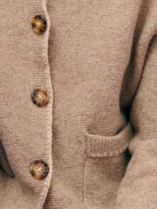 Nöista Women's Oatmeal Button-Up Cardigan With Patch Pockets,Cozy Timeless Blue And White Striped,Autumn,Casual,Office Sweater For Fall,Winter Layered Looks - Army Green - View 9